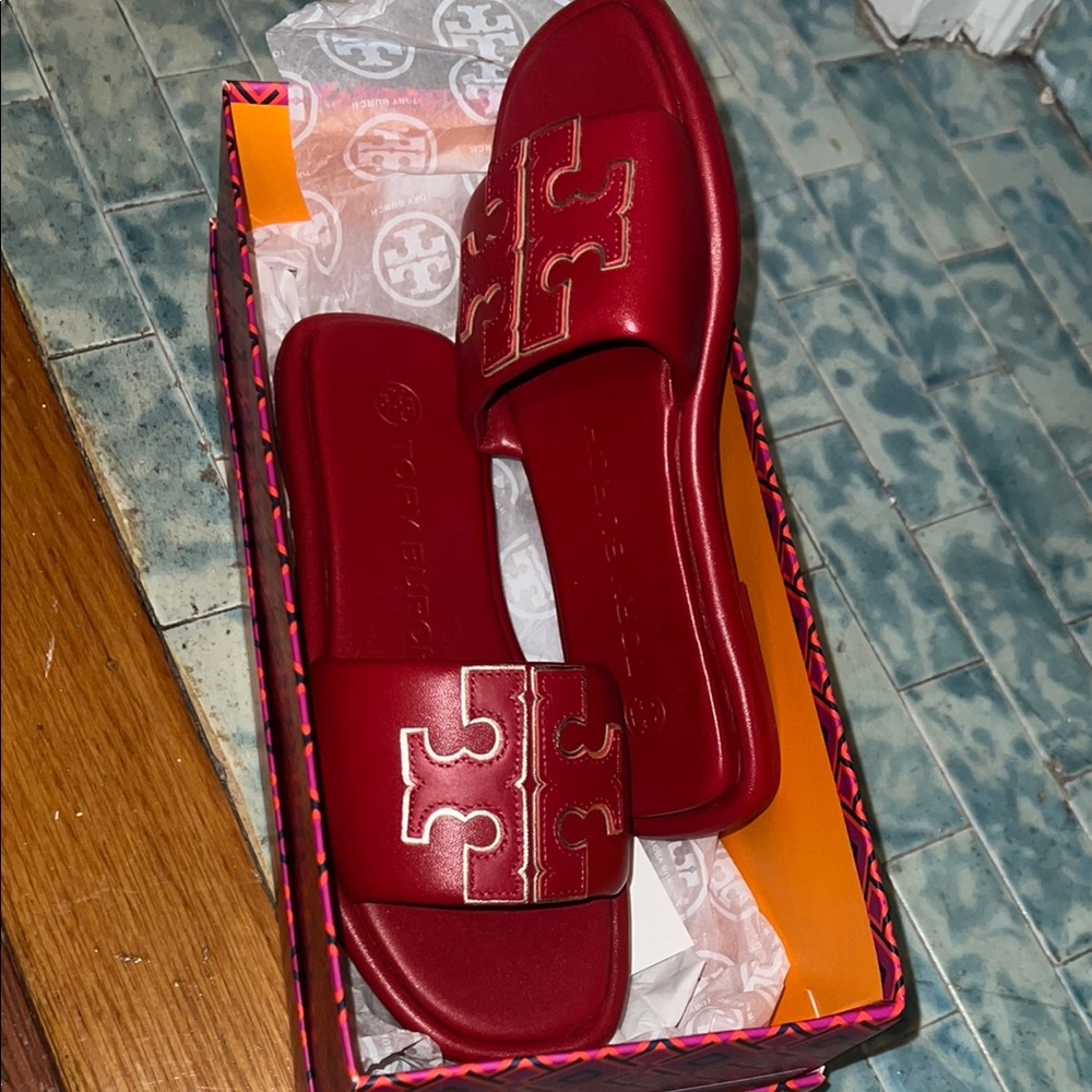 Tory Burch Bold Red Slide Sandals